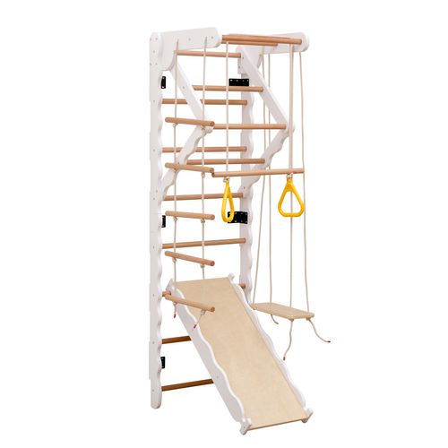 Structure De Jeu 6 En 1,60x60x199cm Portique D'escalade, Structure D'escalade Enfant Bois Massif