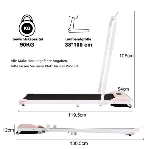 Tapis Roulant 2 En 1, Vitesse 1-6 Km/h, Avec Support Téléphone, Léger Et Pliable, Noir