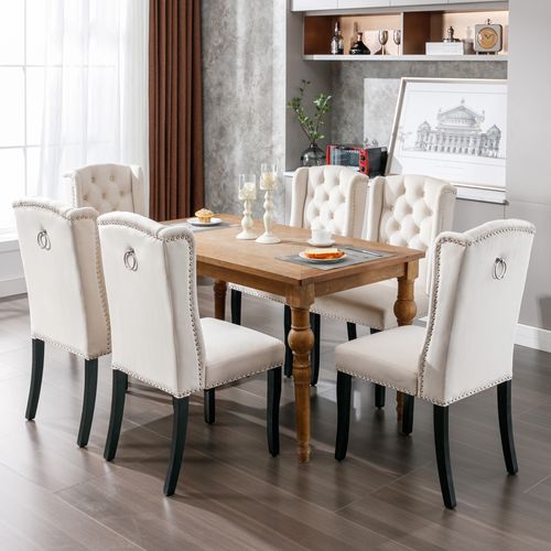 Ensemble De 2 Chaises En Velours - Beige