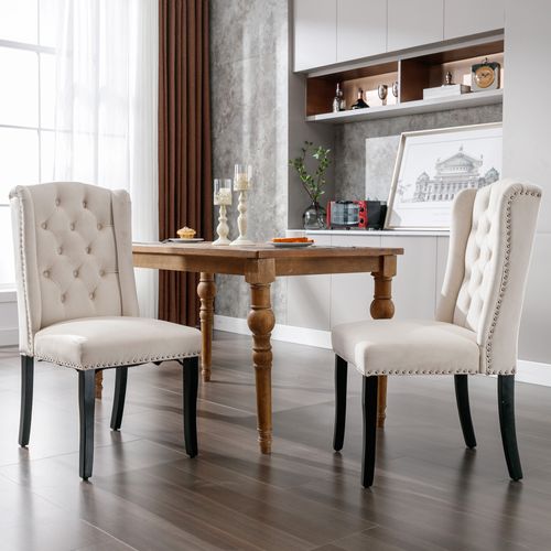 Ensemble De 2 Chaises En Velours - Beige