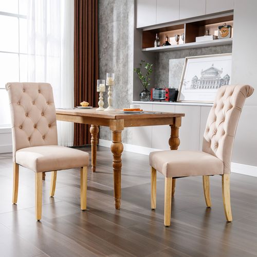 Chaises En Velours, Set De 2, Pieds En Chêne, Style Moderne