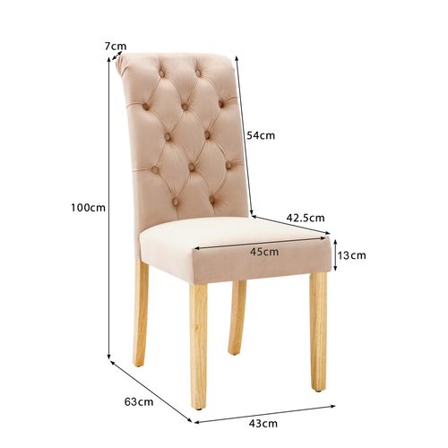 Chaises En Velours, Set De 2, Pieds En Chêne, Style Moderne