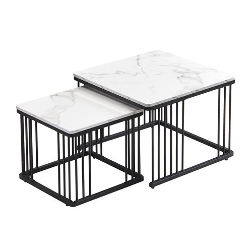 Bout De Canapé Nesting, Blanc, Avec 2 Tiroirs