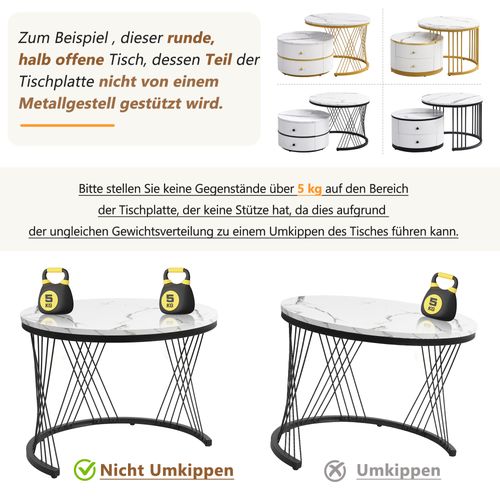 Bout De Canapé Nesting, Blanc, Avec 2 Tiroirs