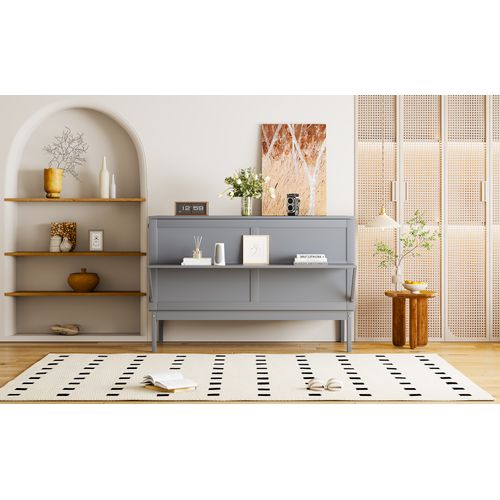 Lit Escamotable 140x200 Cm, Matériau Gris, Avec Lit Escamotable, Couleur Gris