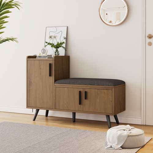 Banc De Rangement, Tissu Lin, Pour Chaussures, Avec Plusieurs Niveaux De Rangement