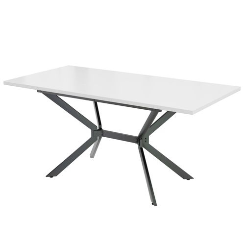 Table à Manger Élargissable,120/160 X 80 Cm,blanche,avec Pieds Métalliques Noirs,pour 4-6 Personnes
