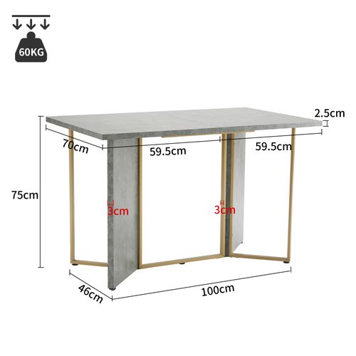 Table à Manger Moderne,70 X 119 Cm Ciment