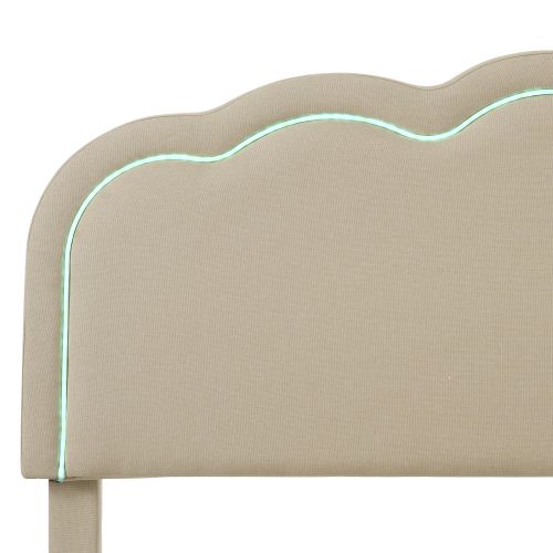 Lit Pour Enfant Avec Tête De Lit Rembourrée Et Led 140x200 Cm
