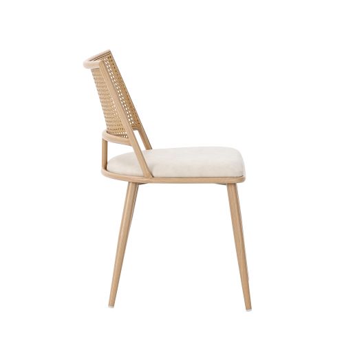 Chaise En Rotin Avec Coussin Pu Beige (lot De 2)