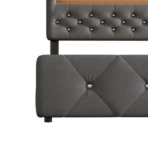 Lit Rembourré 140x200 cm (90x200 cm) Avec Tête De Lit Lumineuse - Gris