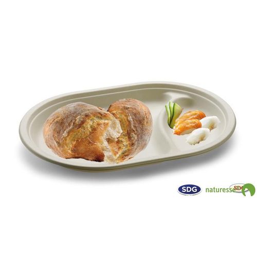 Assiette Pulpe De Cellulose 2 Compartiments 26 à 30 Cm - Sdg - Lot De 500