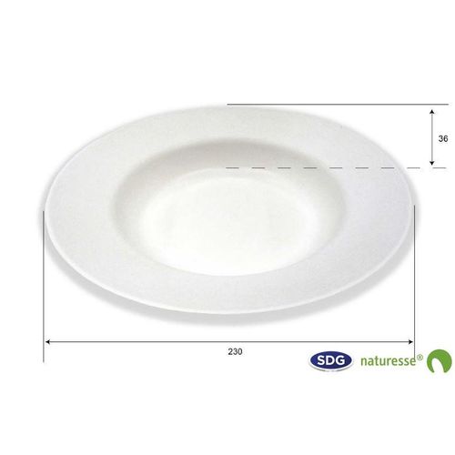 Assiette Creuse Pulpe De Cellulose Elégance 23 Cm - Sdg - Lot De 500