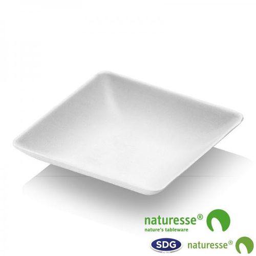 Mini Assiette Carrée Pulpe De Cellulose Finger Food 6,5x6,5 Cm - Sdg - Lot De 2400