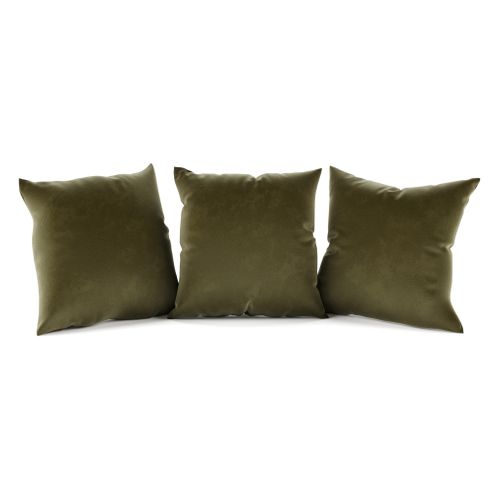 Set de 3 coussins MAJA tissu velvet olive