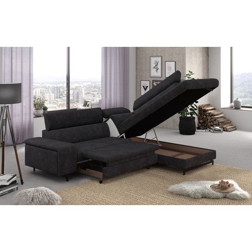 Canapé d'angle convertible EMMA droit rimini anthracite