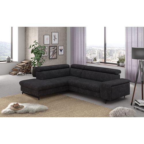 Canapé d'angle convertible EMMA gauche rimini noir