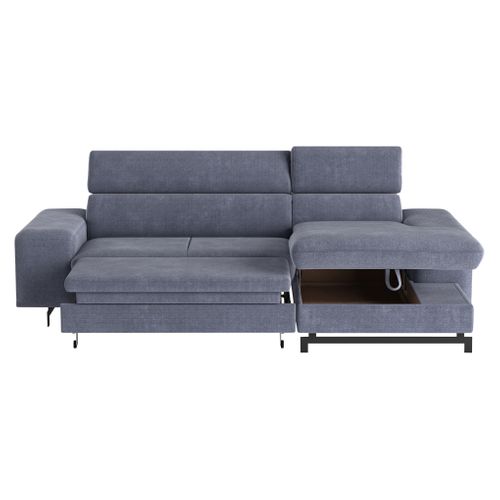 Canapé d'angle convertible EMMA droit orlando bleu