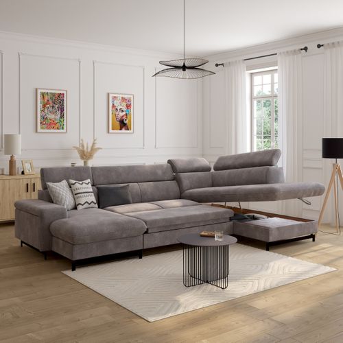 Canapé panoramique EMMA terminal à doite orlando gris cl