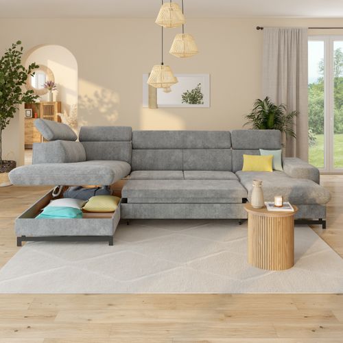 Canapé panoramique EMMA terminal à gauche orlando platine