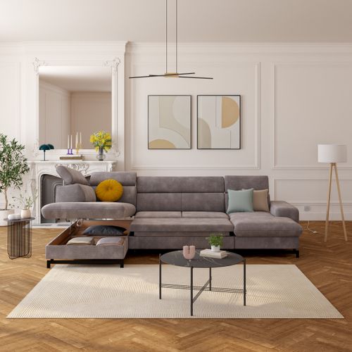 Canapé panoramique EMMA terminal à gauche orlando gris clair