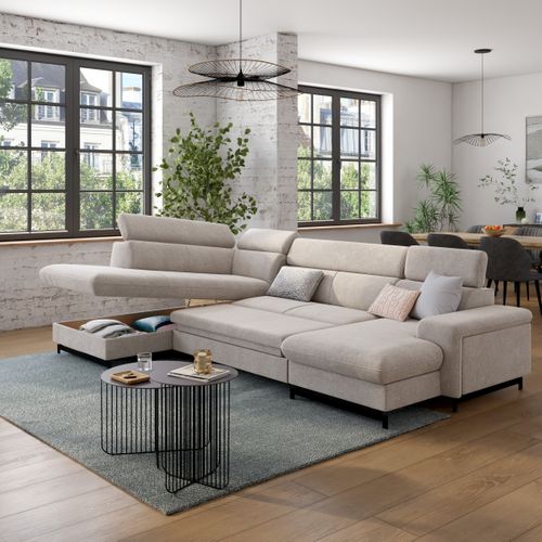 Canapé panoramique EMMA terminal à droite rimini taupe