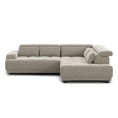 Canapé d'angle relax droit ELIOTT tissu taupe