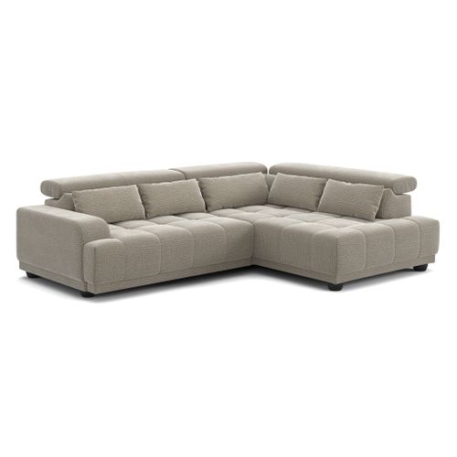 Canapé d'angle relax droit ELIOTT tissu taupe