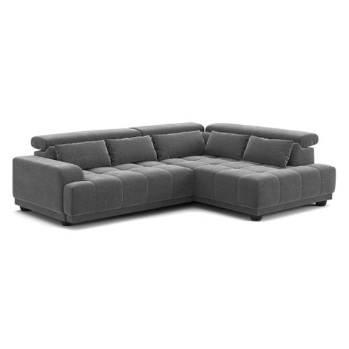 Canapé d'angle relax droit ELIOTT tissu anthracite