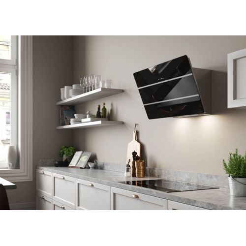 Hotte Décorative Inclinée 80cm 580m3/h Noir - 5629997