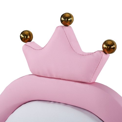 Lit Rembourré Enfant 90x200 Cm Avec Tête De Lit Décorée, Pu + Métal + Contreplaqué + Mdf, Rose