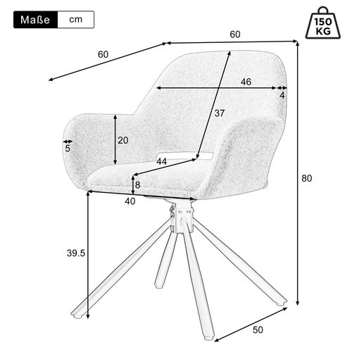 Fauteuil Pivotant, 6 Pièces Chaise Pivotante En Velours Beige Avec Accoudoirs, Capacité 150 Kg