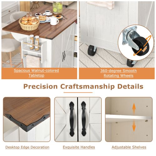 Chariot De Service En Mdf Et Métal Avec Plateau Rabattable, 140x45x92.5 Cm, 50.7 Kg