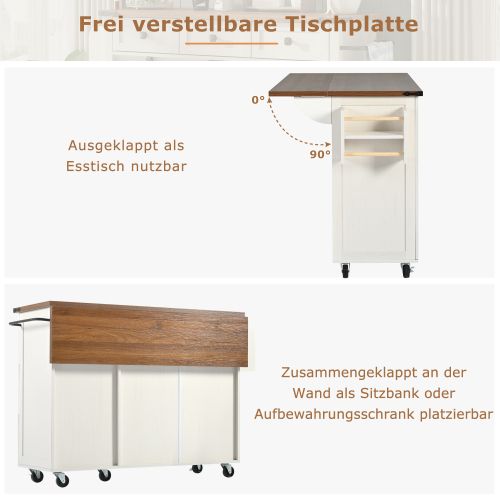 Chariot De Service En Mdf Et Métal Avec Plateau Rabattable, 140x45x92.5 Cm, 50.7 Kg