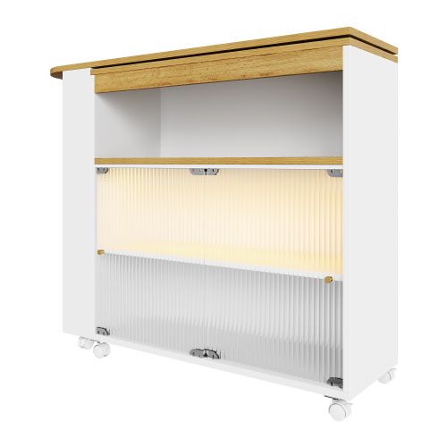 Table De Bar Extensible Avec Rangement, Blanc (138-204×39×105cm)