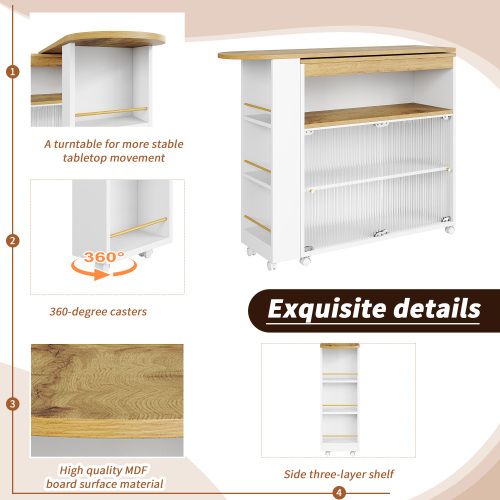 Table De Bar Extensible Avec Rangement, Blanc (138-204×39×105cm)