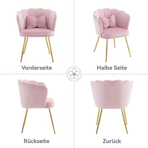 Ensemble De 4 Chaises Modernes En Velours Pour Salon Avec Dossier En Forme De Pétale