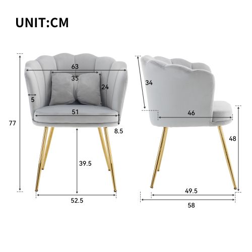 Ensemble De 4 Chaises Modernes En Velours Avec Dossier En Forme De Pétale