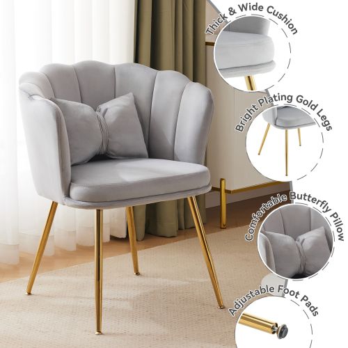 Ensemble De 4 Chaises Modernes En Velours Avec Dossier En Forme De Pétale