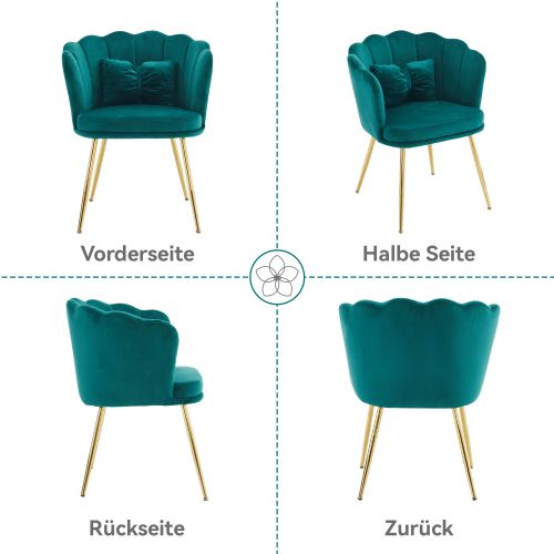 Ensemble De 4 Chaises Modernes En Velours - Vert