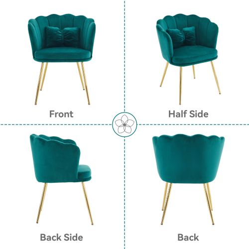 Ensemble De 2 Chaises Modernes En Velours Avec Dossier En Forme De Pétale