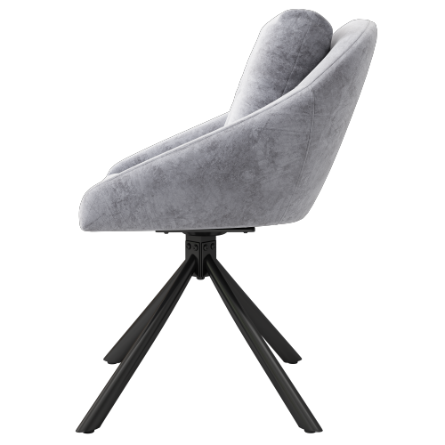 Chaise Pivotante En Velours Gris Moderne, Élégante Et Confortable - Lot De 4 Chaises