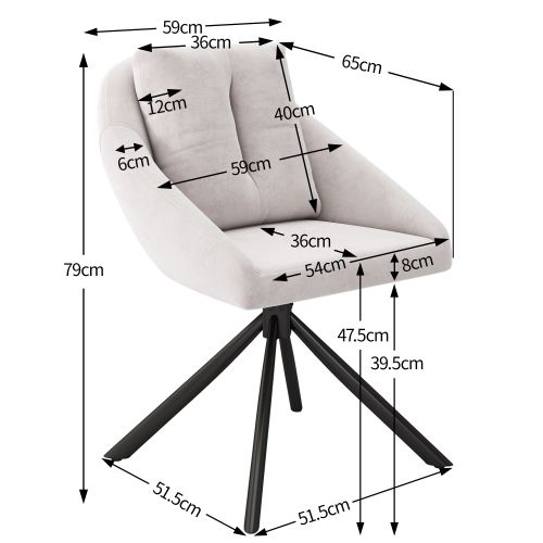 Chaise En Velours Beige Moderne, Élégant Fauteuil Pivotant Gris - Lot De 4 Chaises