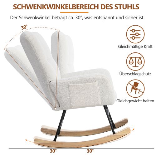 Fauteuil à Bascule Ergonomique Blanc, Hauteur 92 Cm, (49 X 38 X 38 Cm)