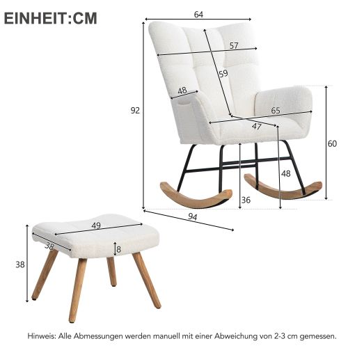 Fauteuil à Bascule Ergonomique Blanc, Hauteur 92 Cm, (49 X 38 X 38 Cm)