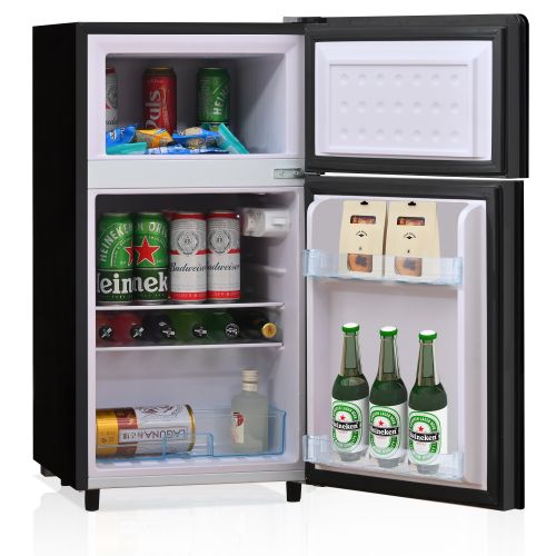 Mini Réfrigérateur 72l Avec Porte En Verre Noir, 7 Niveaux De Température, Éclairage LED, R600a