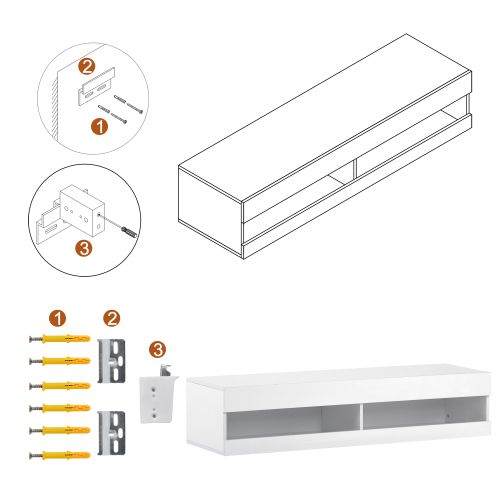 Meuble TV LED En Mdf Blanc, Avec Éclairage LED, 140x40x30.5 Cm