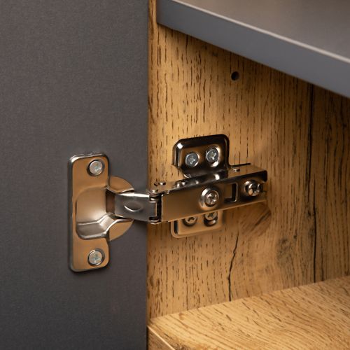 Meuble TV - Design Coloré - Bois De Chêne Et Anthracite - 180 X 50 X 38 Cm