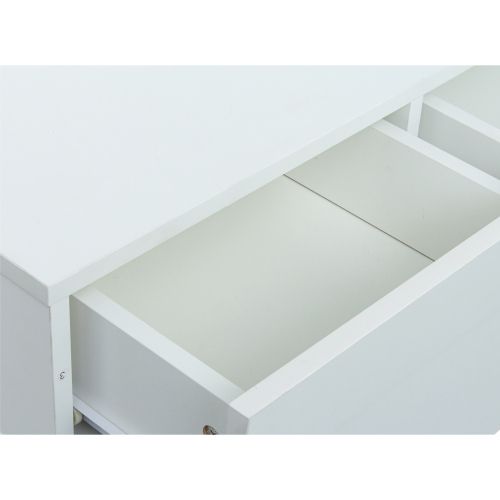 Meuble TV Blanc Laqué Avec Éclairage LED, Suspendu Au Mur