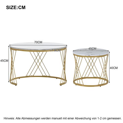Ensemble De Tables Basses Empilables En Mdf Blanc Et Gris, 70 X 70 X 45 Cm / 45 X 45 X 40 Cm